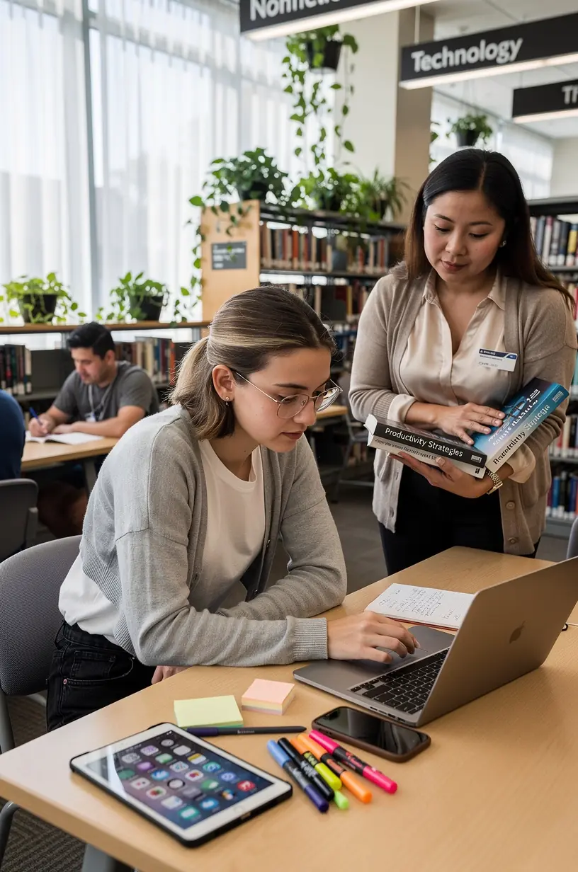 Professional analyzing data on dual monitors with graphs showing efficiency improvements over time.