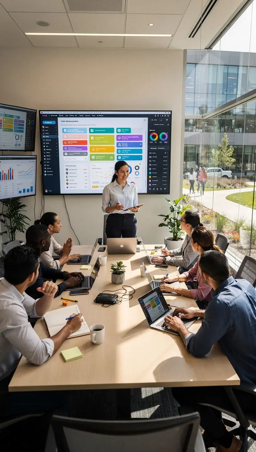 User interacting with a digital checklist app on a tablet, marking completed tasks for daily routine simplification.