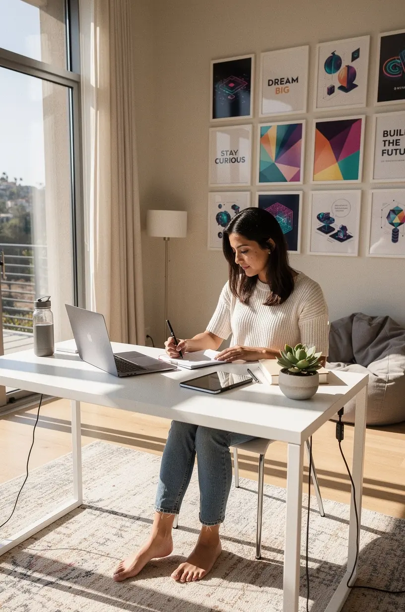 Close-up of a laptop screen displaying a productivity app dashboard with charts and task lists.